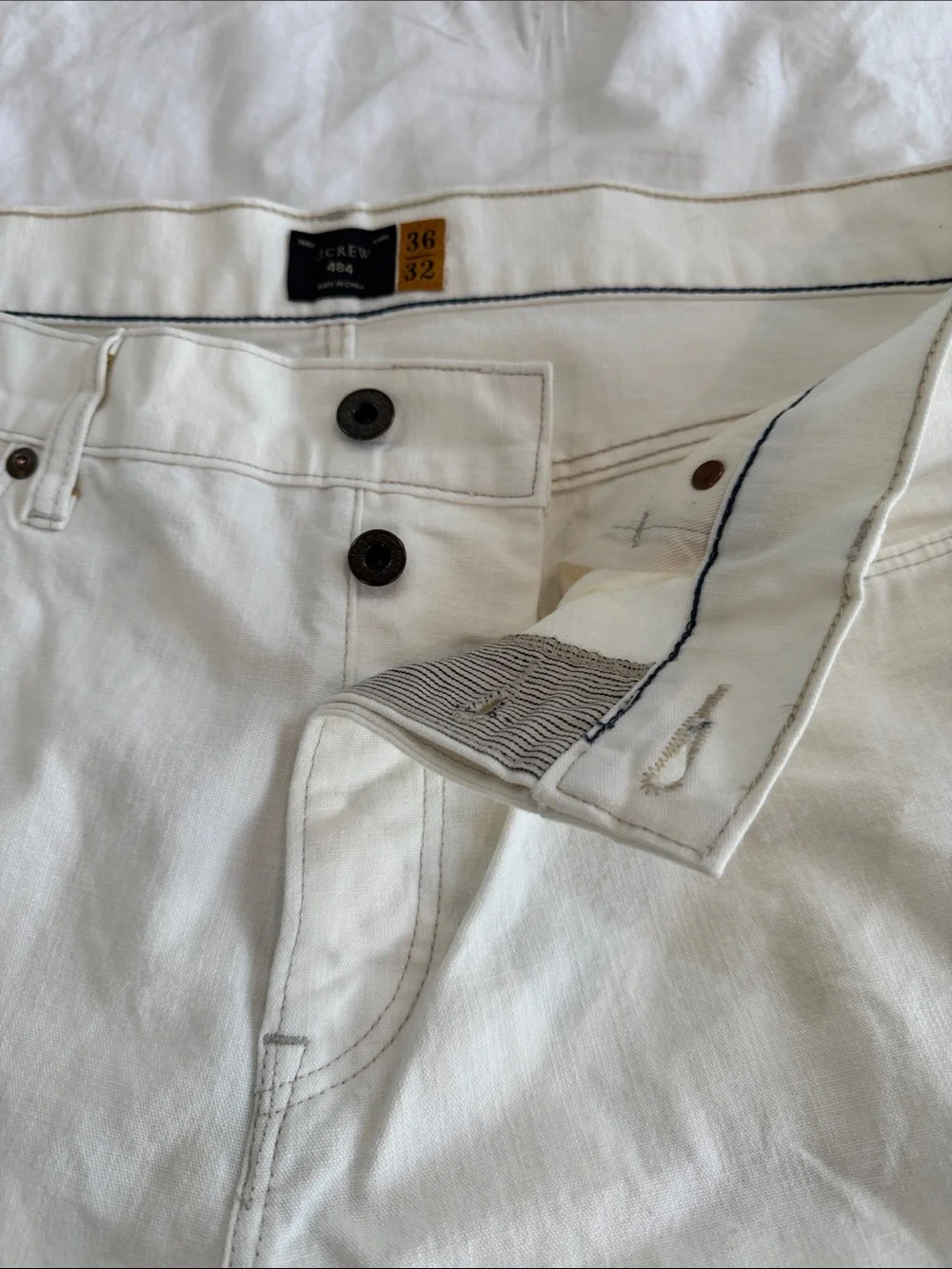 J Crew Men's White Slim Jeans - Classic Clean Look,36 X 32,Model 484